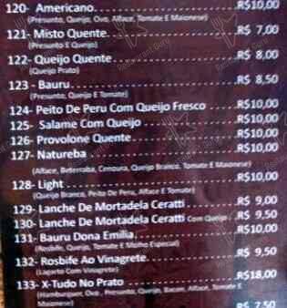 Restaurante Dona Emília cardápio