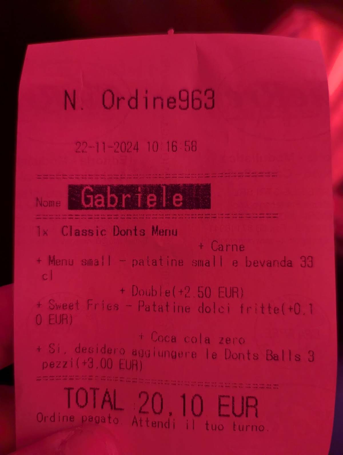 Menu di Donts - Trastevere 