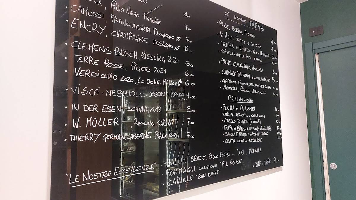 Menu di Enoteca Dosaggio Zero 