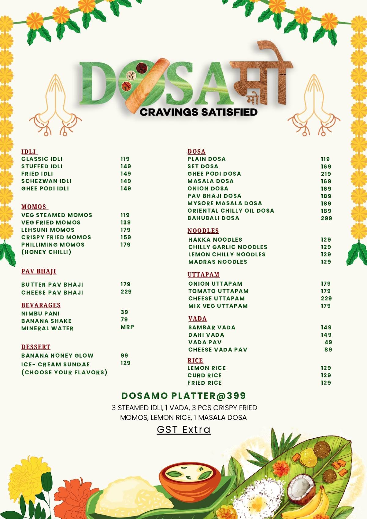 Dosamo- Best south indian restaurant menu