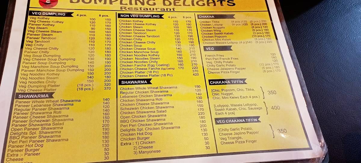 Dumpling Delight menu