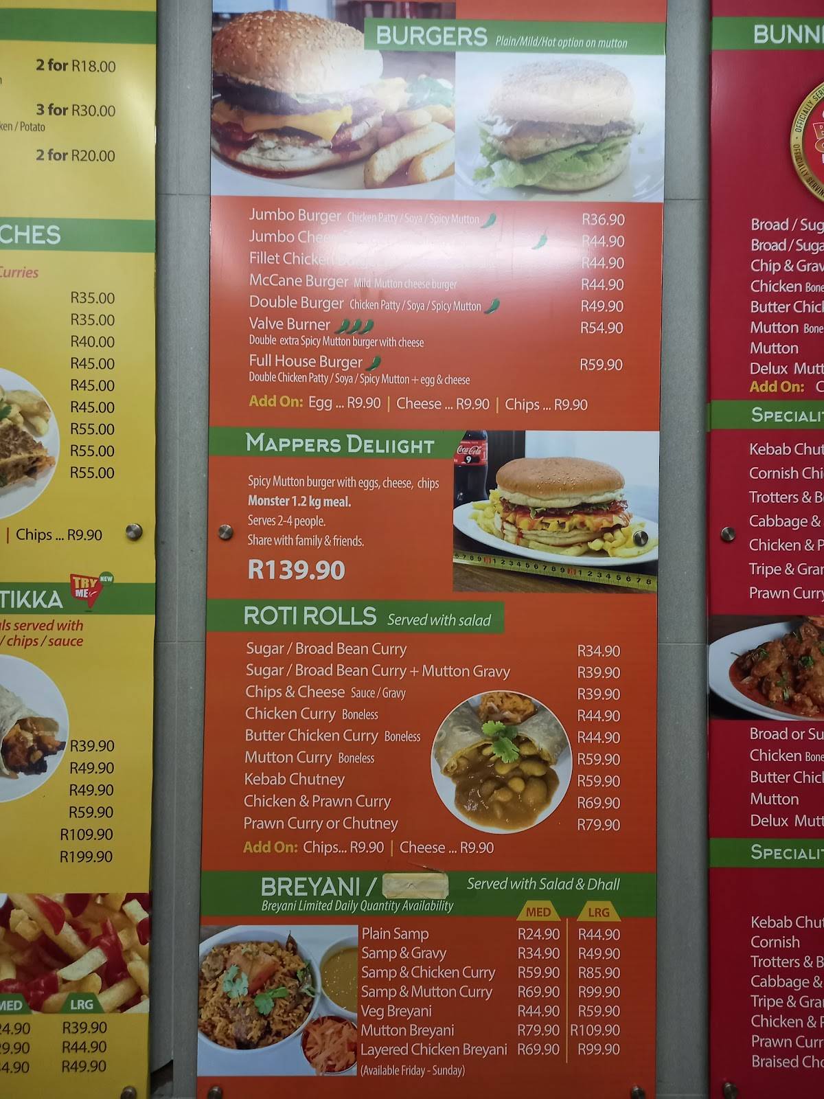 Menu at CaneCutters Umhlanga restaurant, Durban, 70 Horizon Views