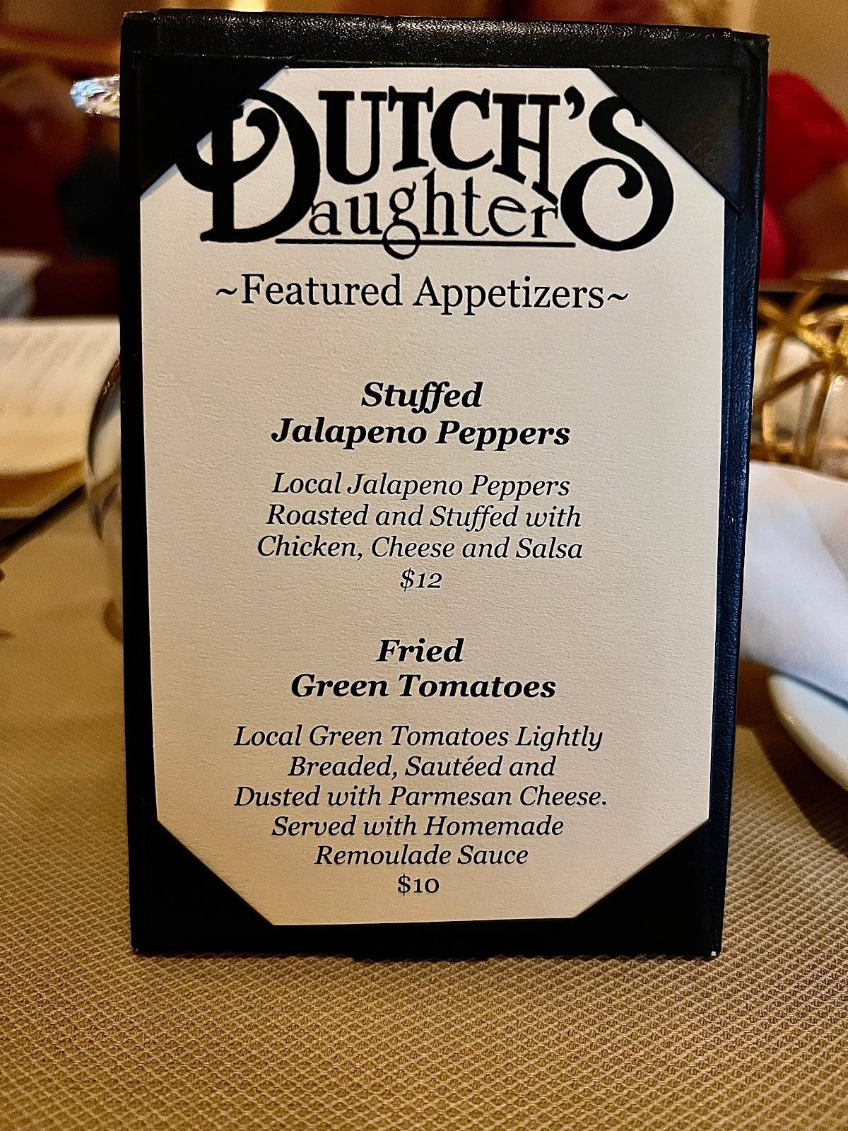 Menu at Dutch's Daughter steakhouse, Frederick, 581 Himes Ave