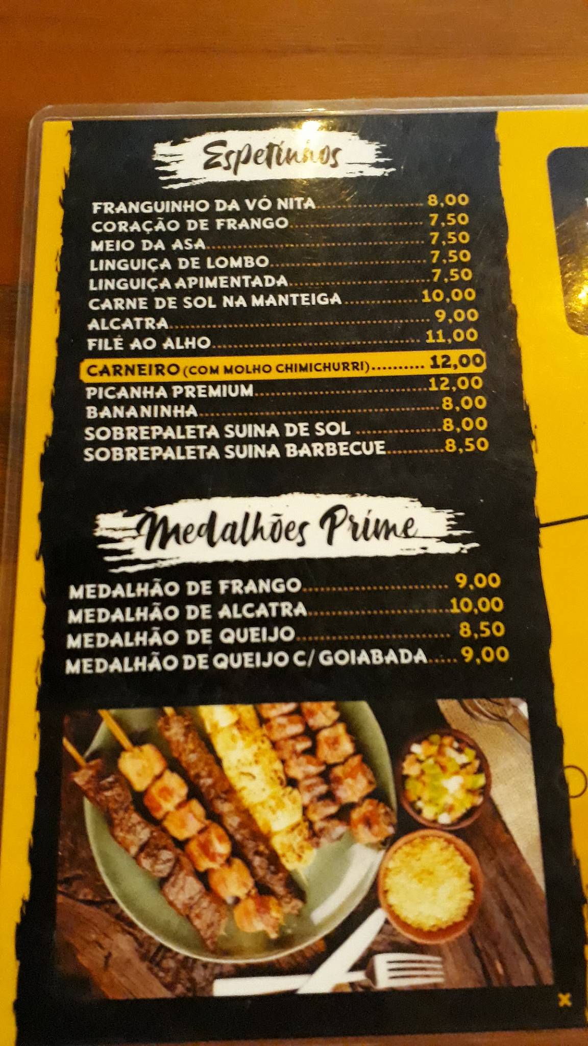 ESPETARIA PRIME cardápio