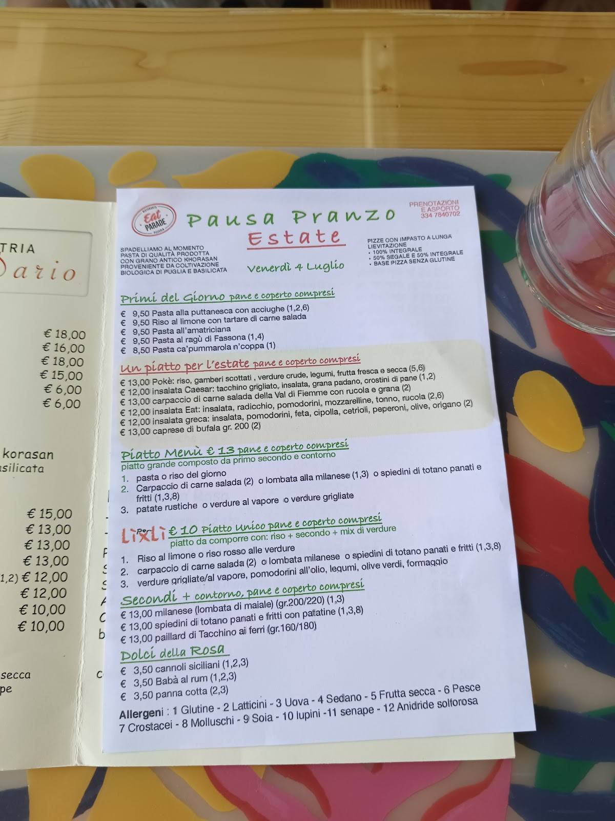 Menu di Ristorante Eat Parade 