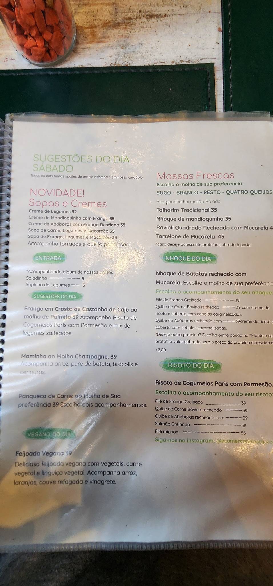 Eco Mercato cardápio