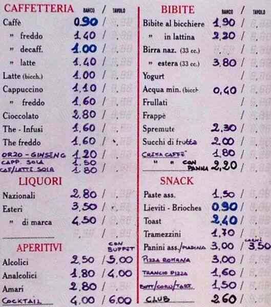 Menu di Eden Caffè Garbatella 