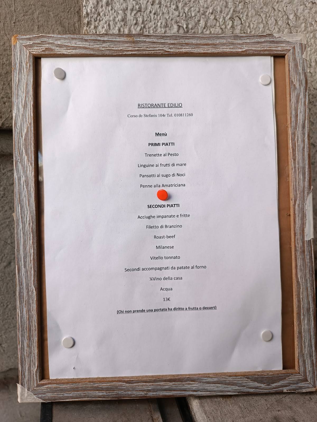 Menu di Edilio - Ristorante 