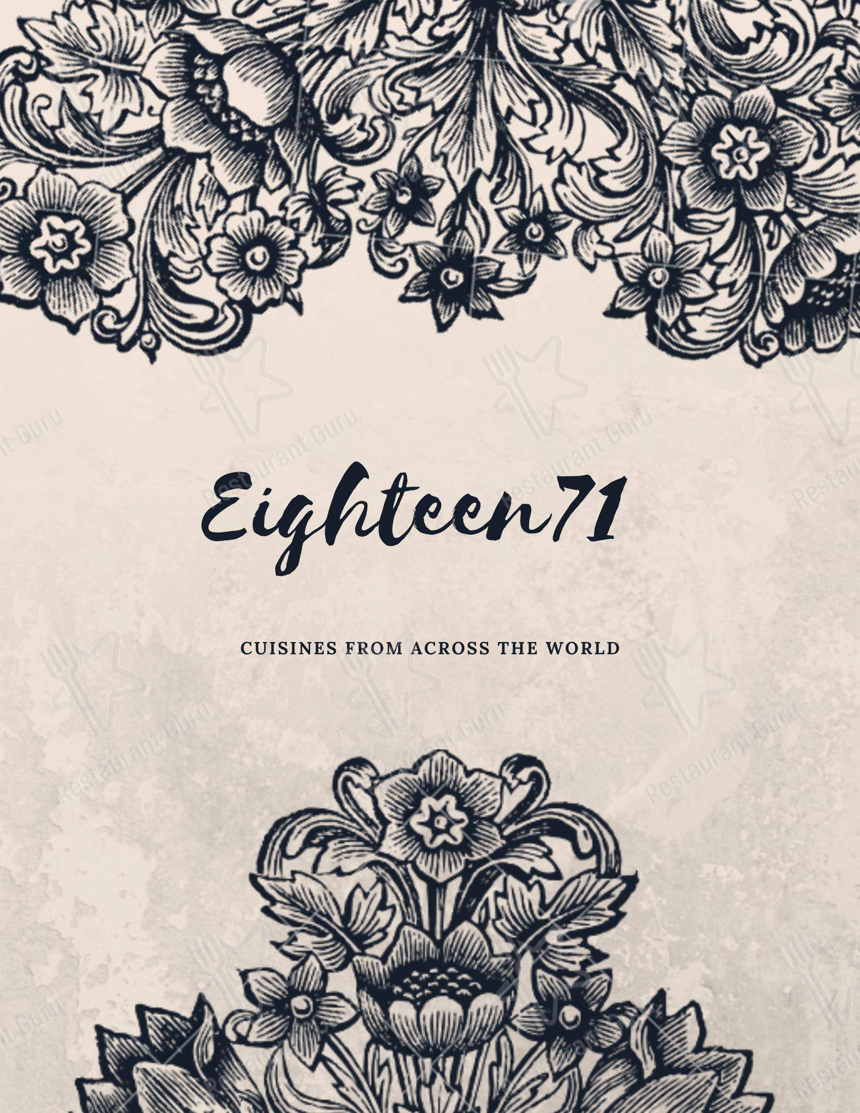 Eighteen71 Cookhouse & Bar (Indian & Oriental Fine Dining Restaurant in Shimla) - Menu