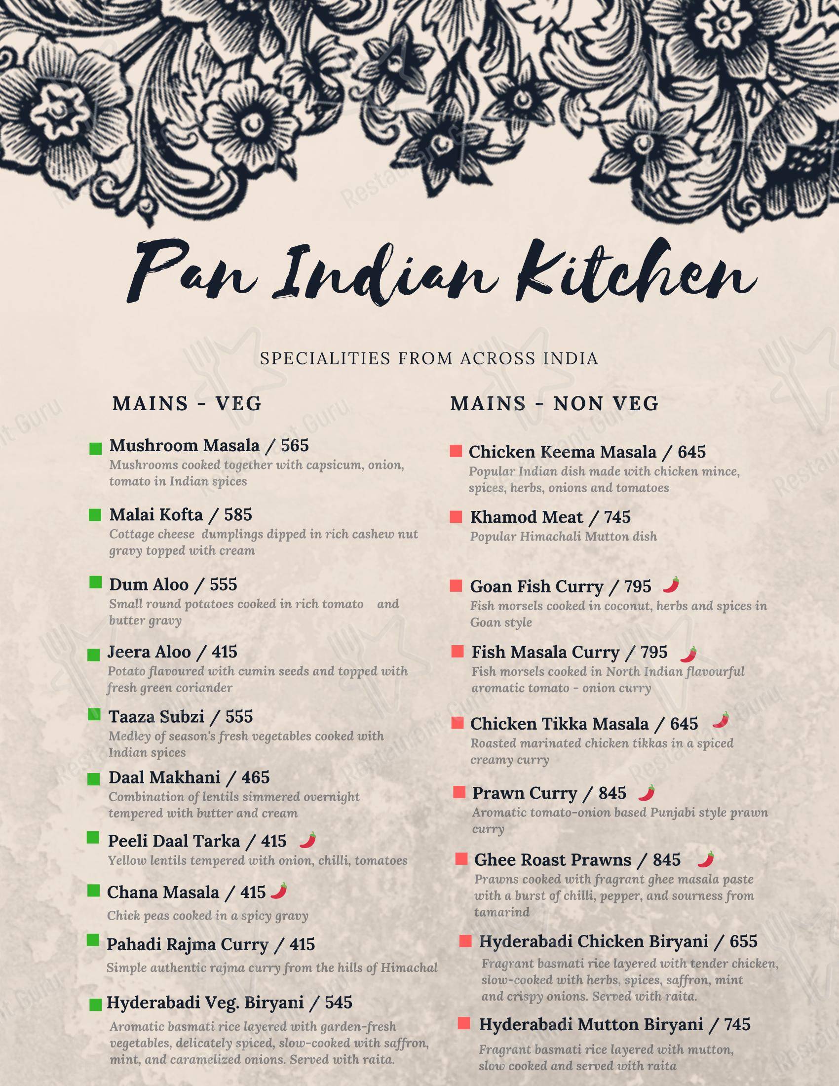 Menu for the Eighteen71 Cookhouse & Bar (Indian & Oriental Fine Dining Restaurant in Shimla) restaurant