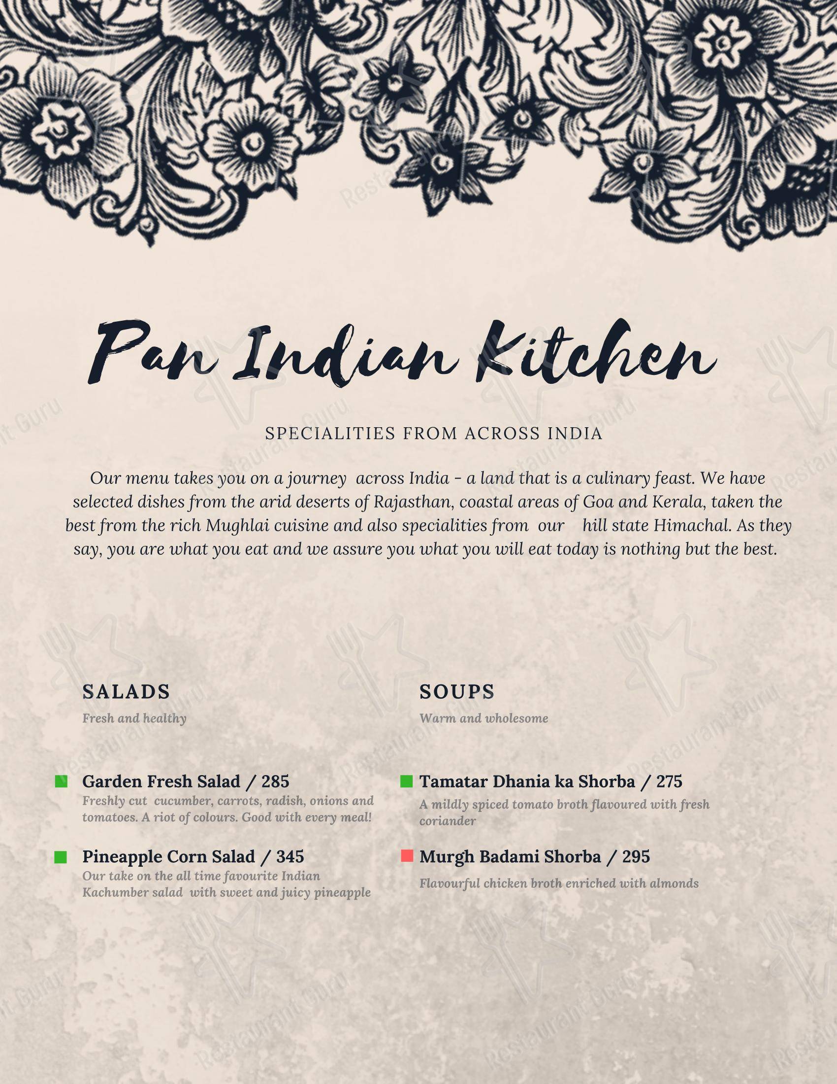 Menu for the Eighteen71 Cookhouse & Bar (Indian & Oriental Fine Dining Restaurant in Shimla) restaurant