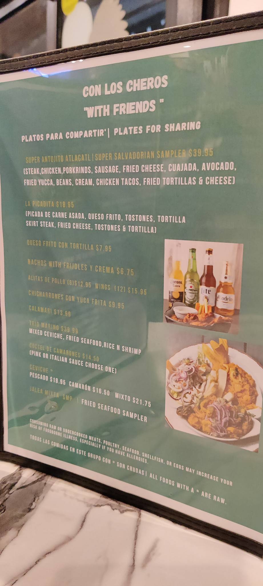 Carta del restaurante El Atlacatl Salvi Kitchen, Miami, 466 SW 17th Ave