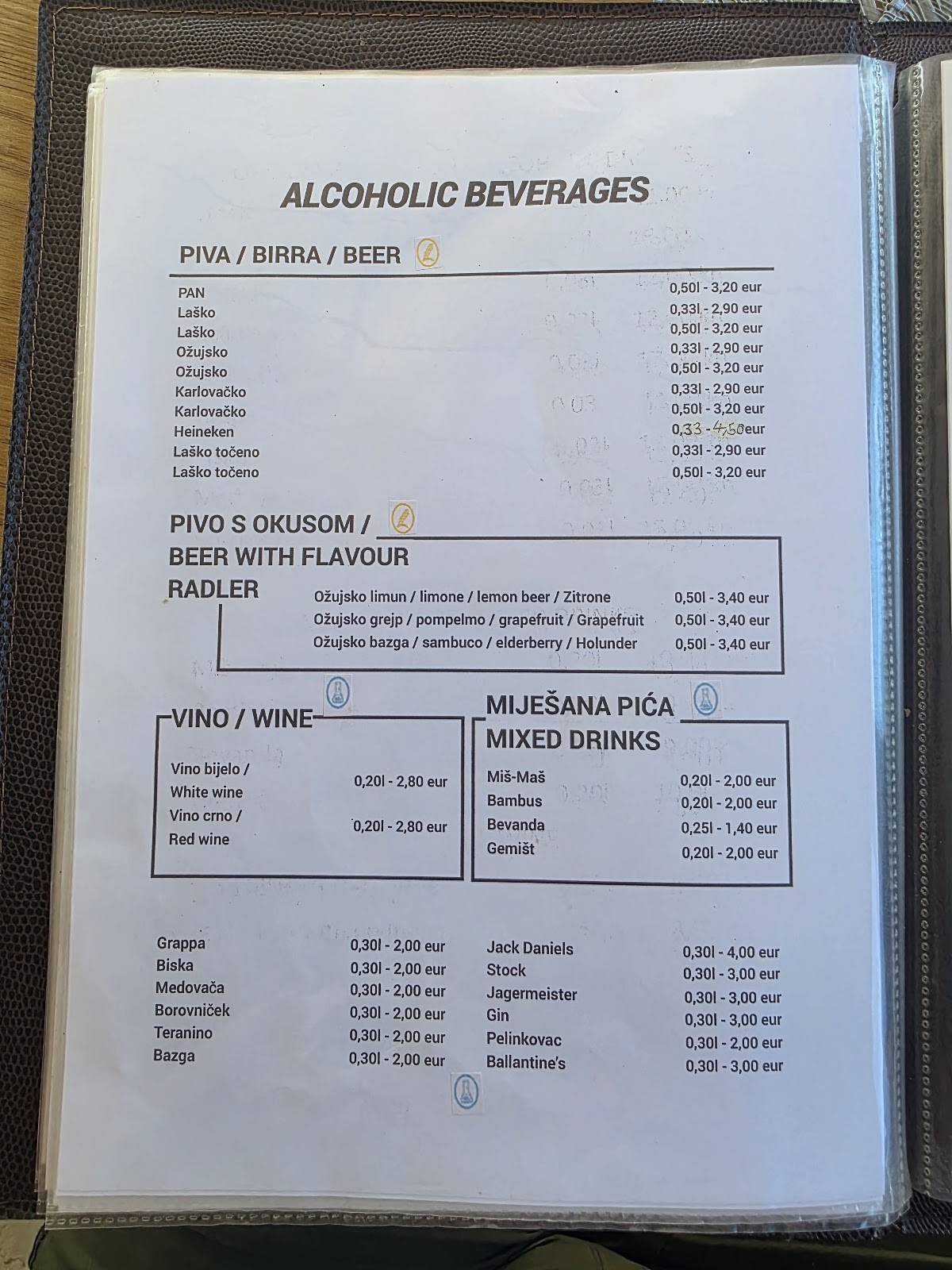 Menu di El Bocon 