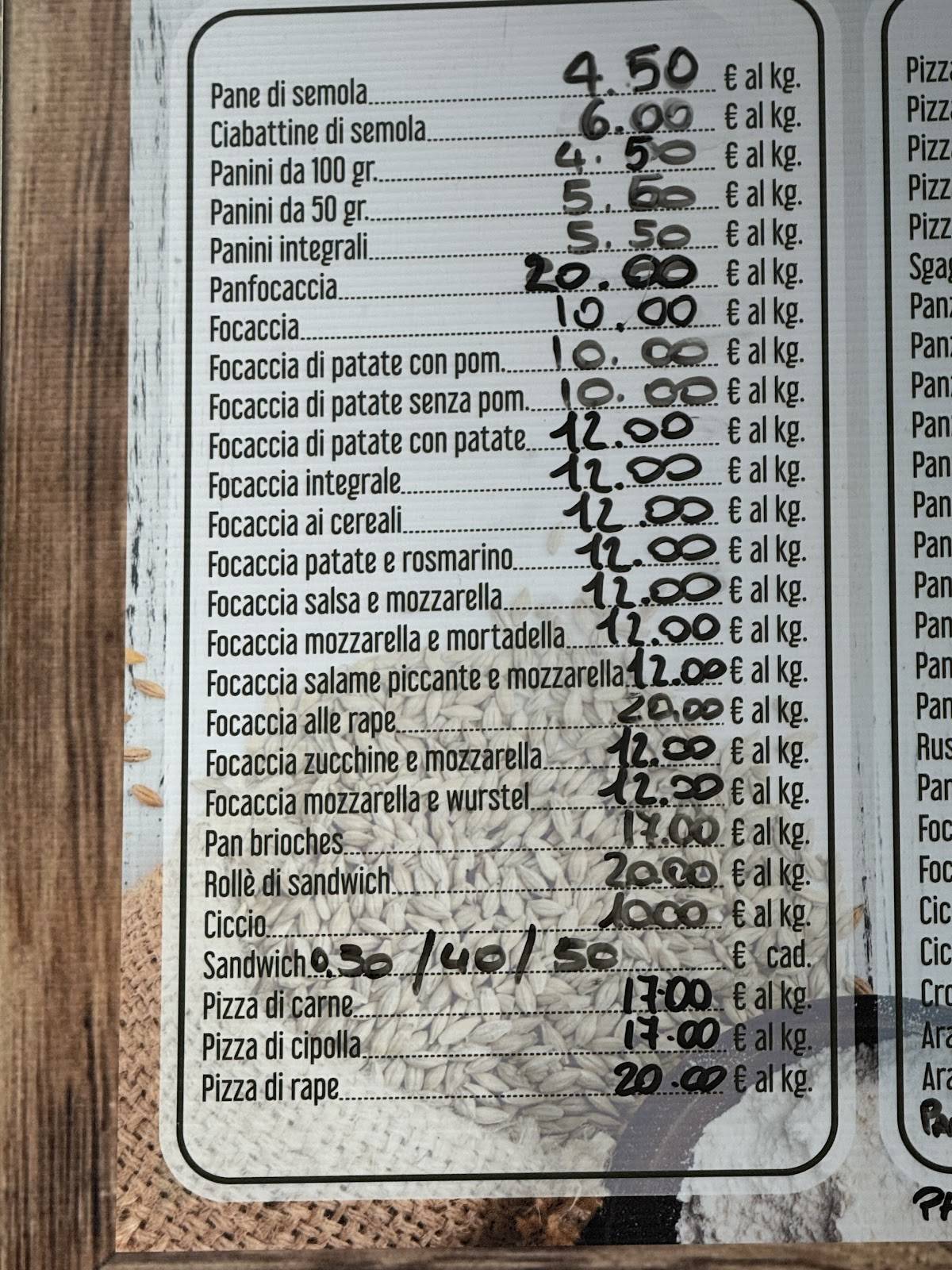 Menu di El Focacciaro 