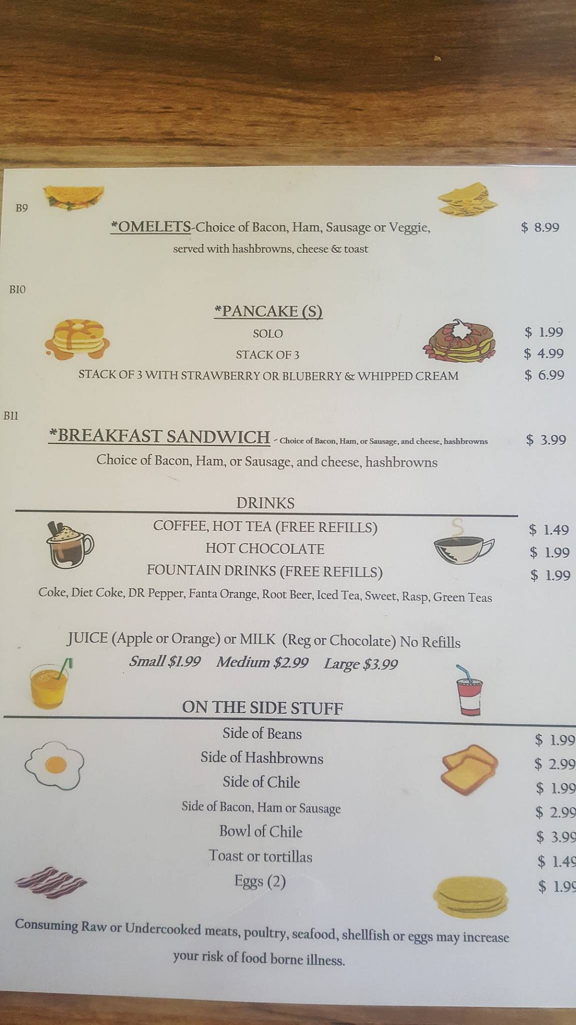Menu at El Vallecito Restaurant, La Jara, 111 Spruce St