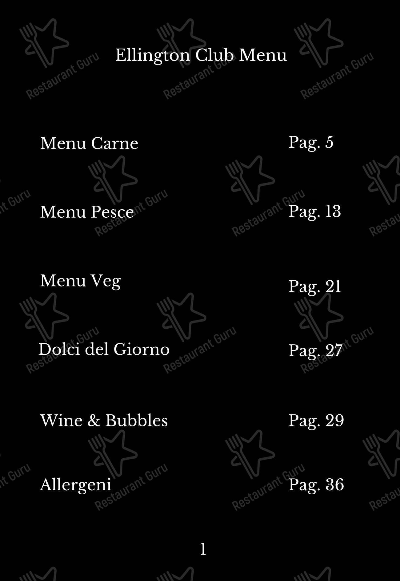 Menu per Ellington Club ristorante