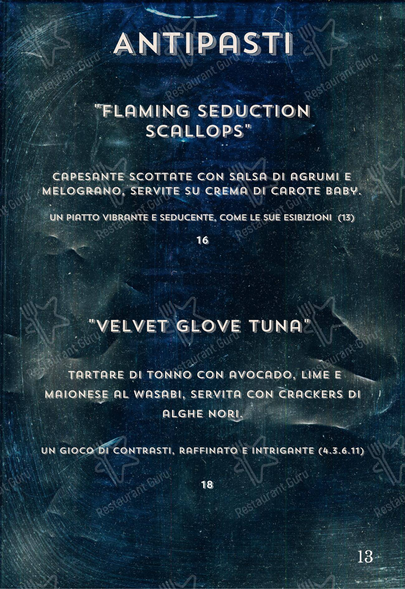 Menu per Ellington Club in Roma