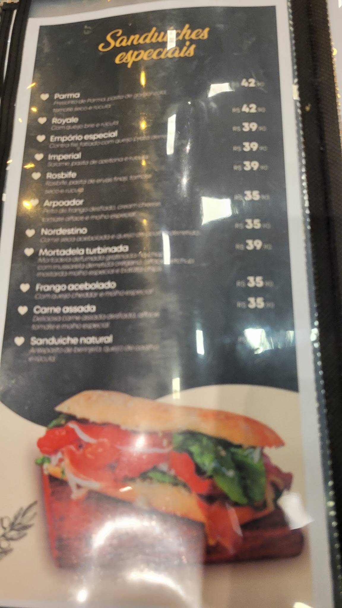 Padaria Empório do Barão cardápio