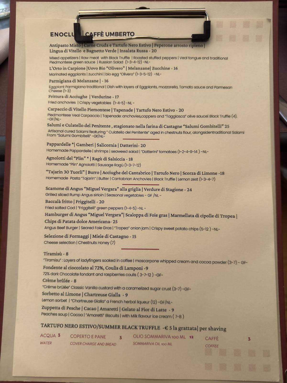 Menu di Enoclub