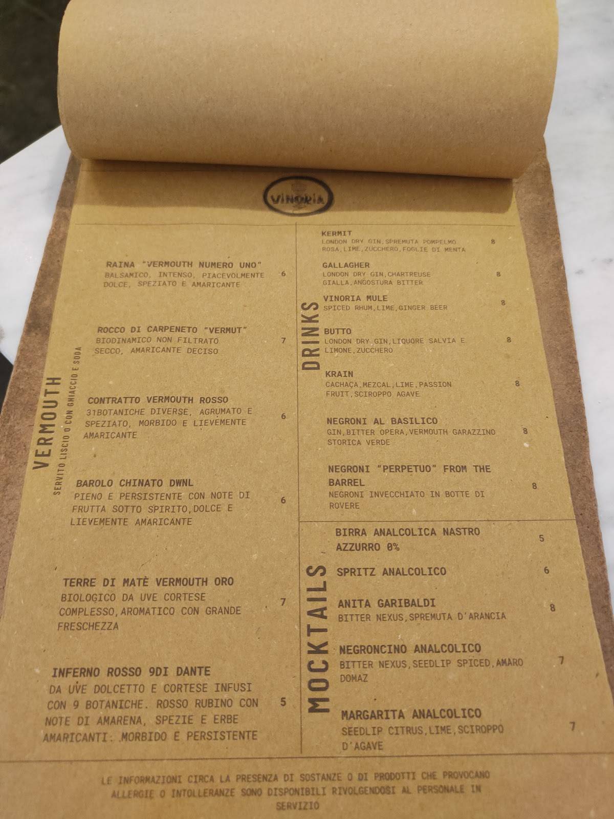 Menu di Enoteca Ristoro 