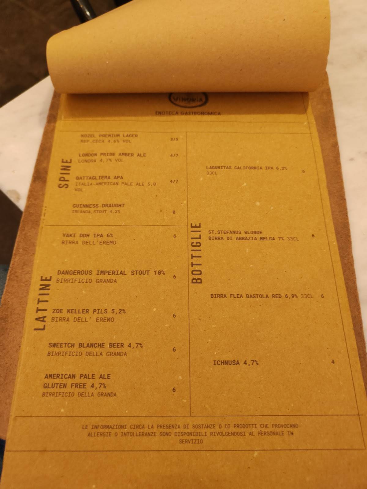 Menu di Enoteca Ristoro 