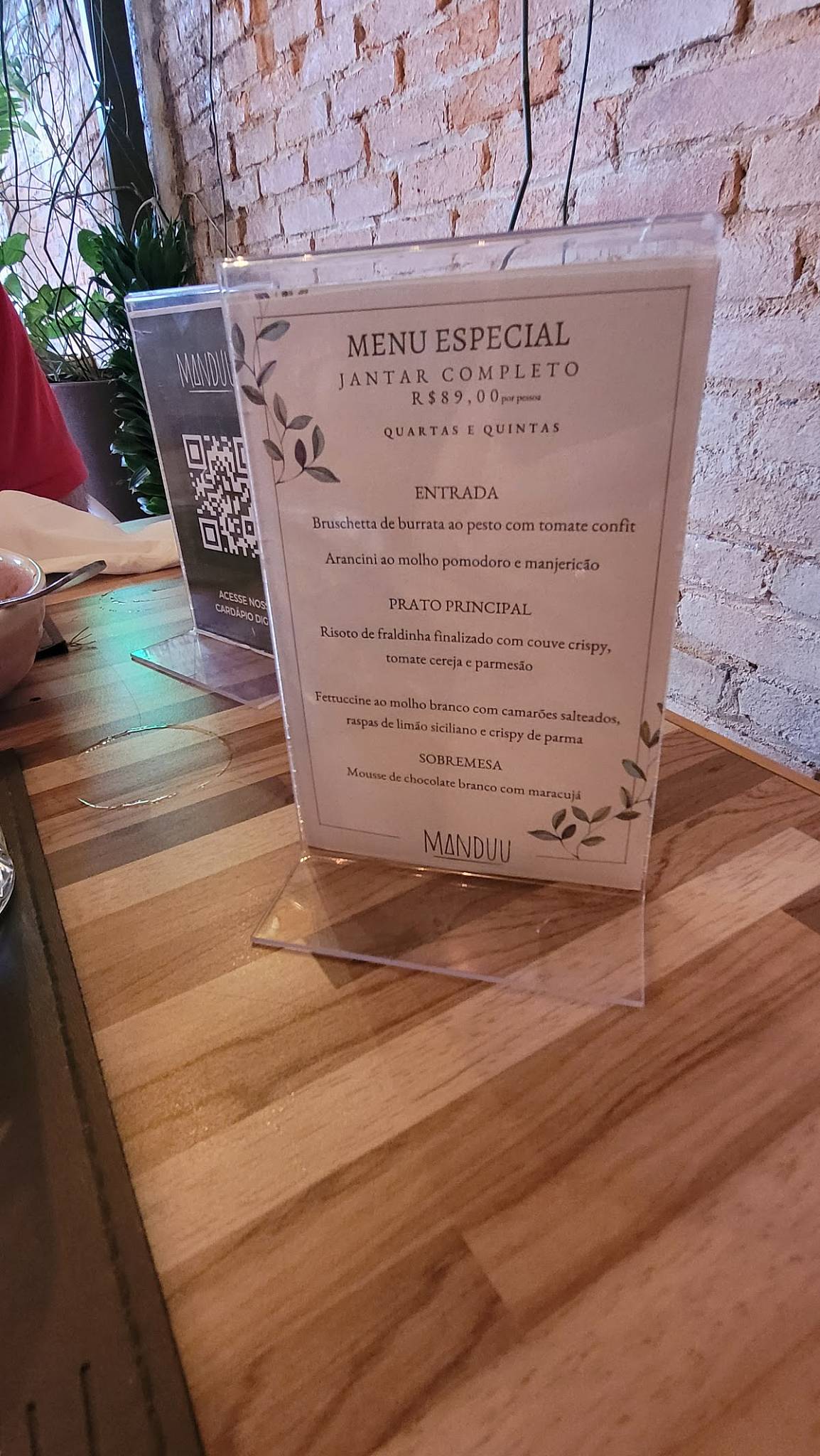 Espaço Manduu cardápio
