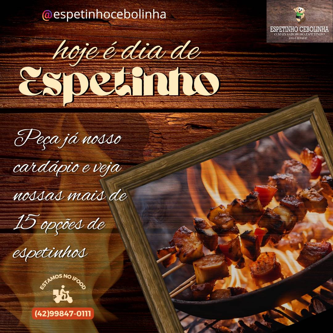 Espetinho Cebolinha cardápio