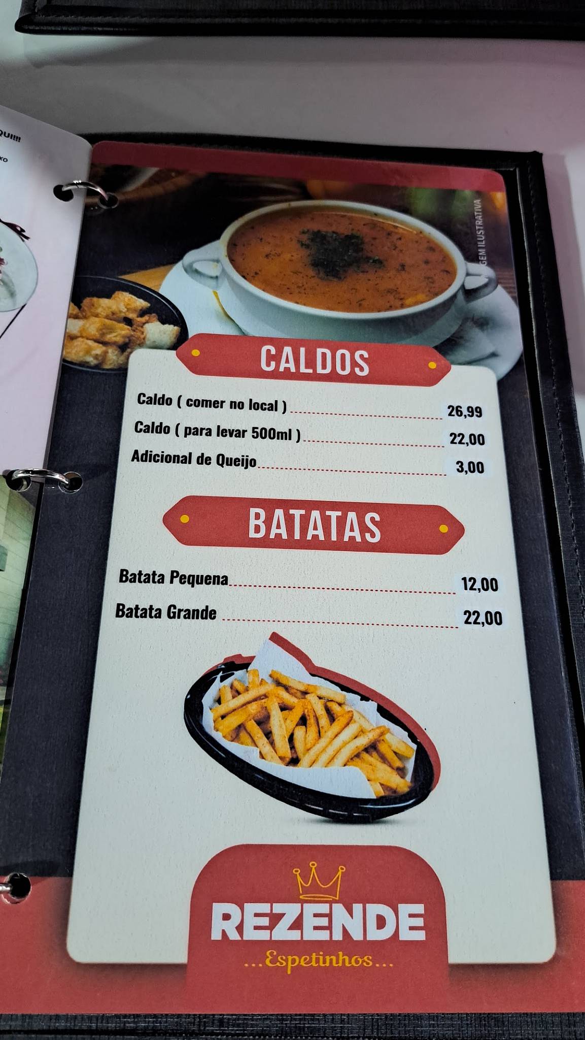 Espetinho Rezende cardápio