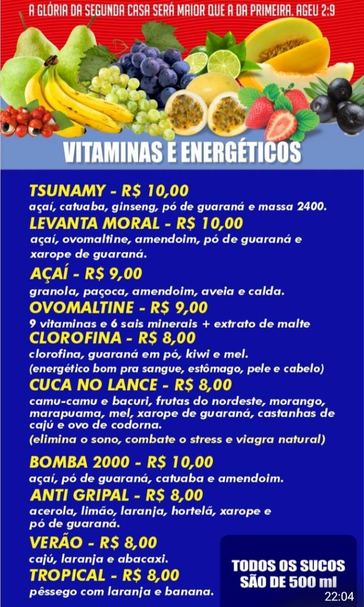 Esquina do Suco e Esquina do suco e Lanches cardápio