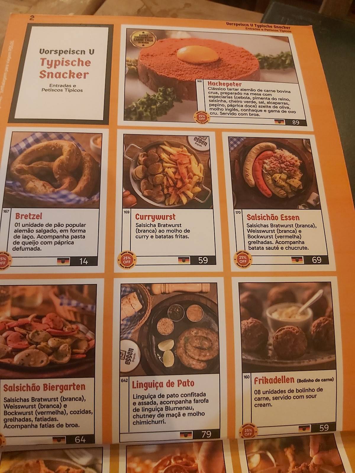 Essen Biergarten cardápio