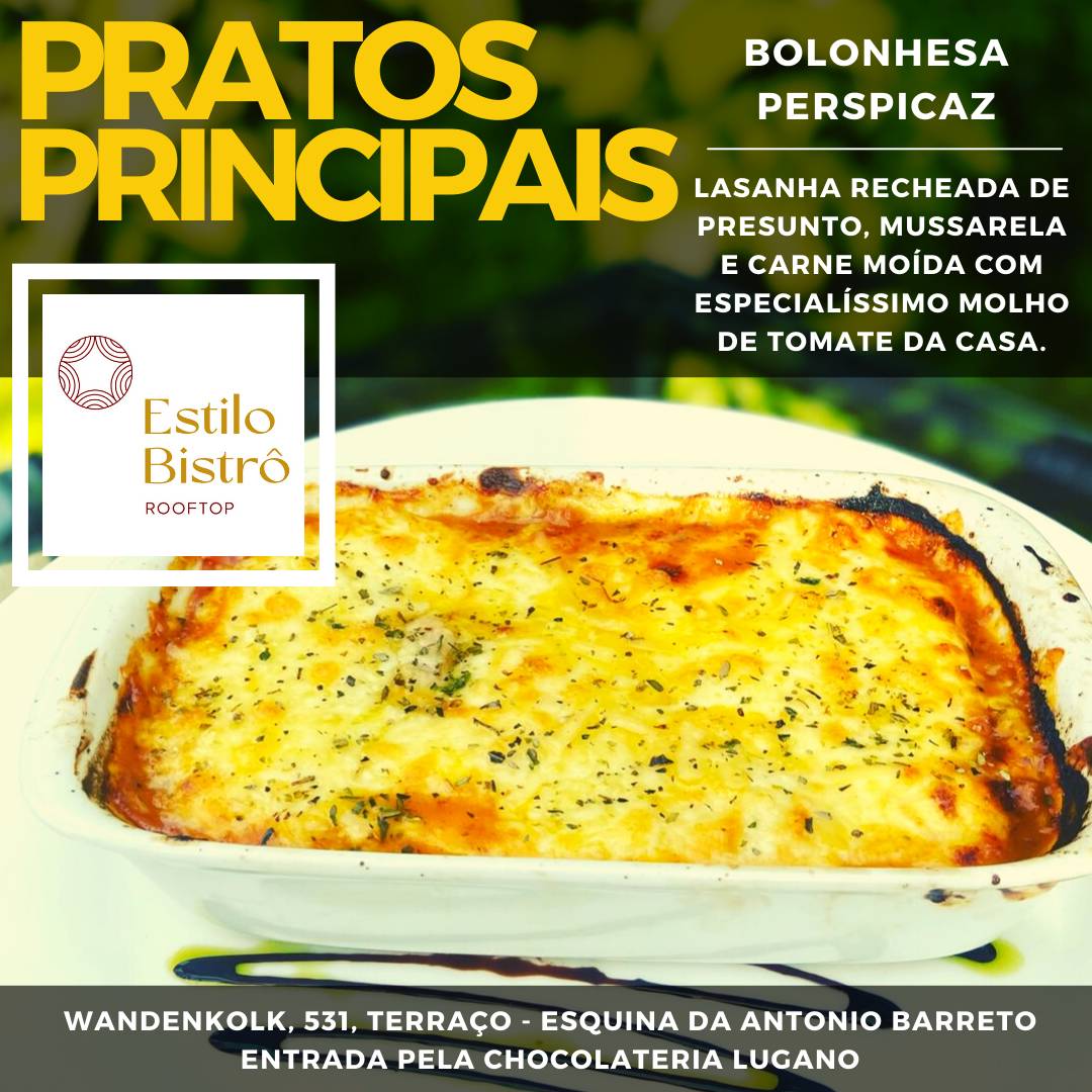 Estilo Bistrô cardápio