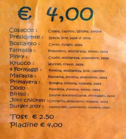 Menu di Euro Jolly 