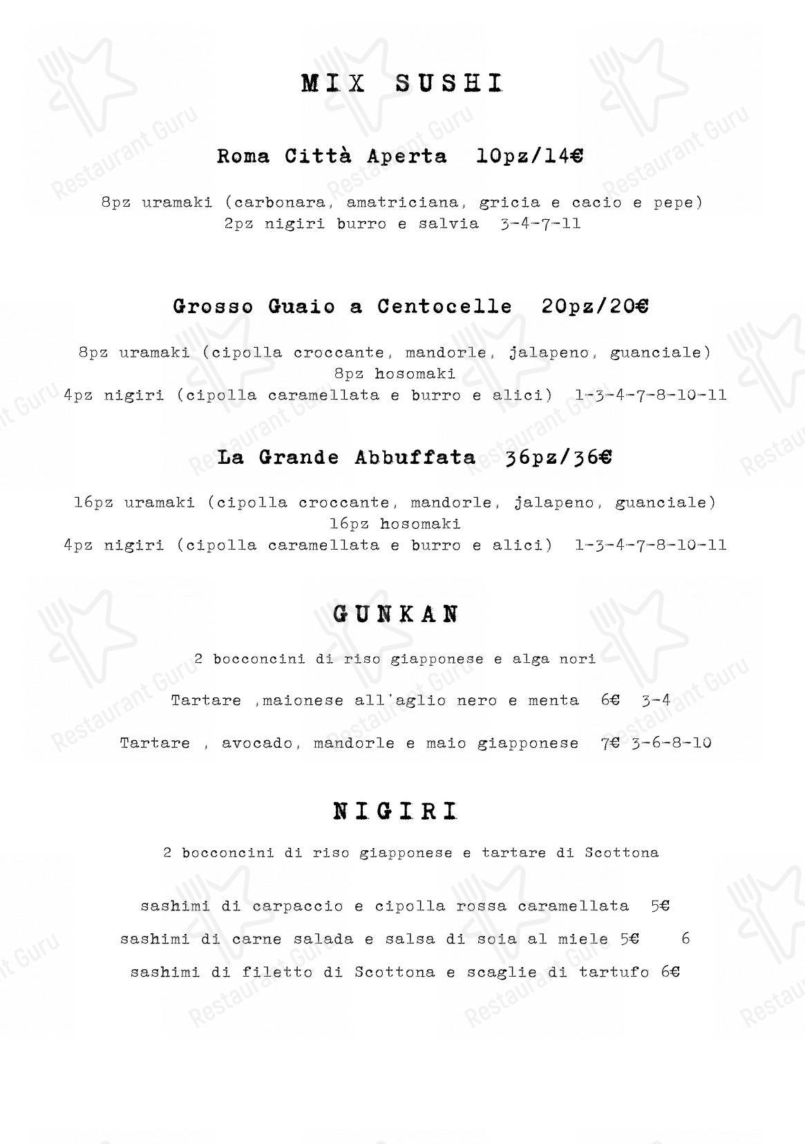 FASSANGUE_ La Bottega in Roma - Menu