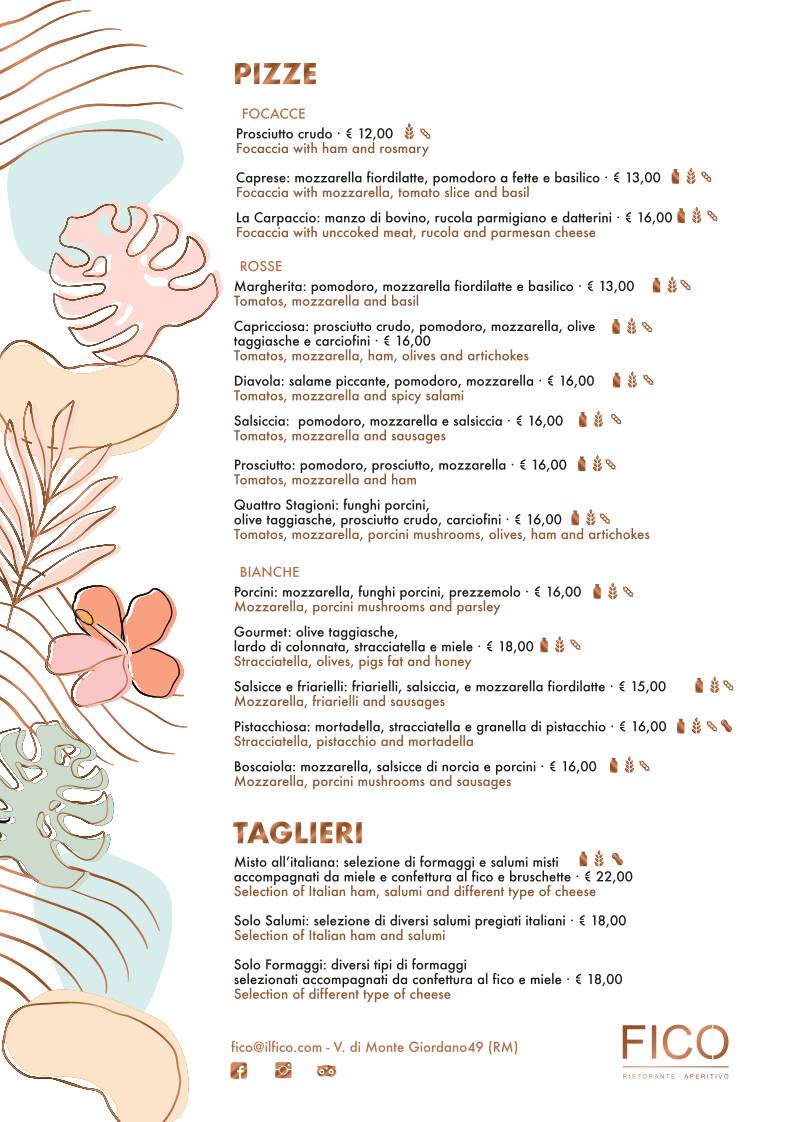 Menu di Fico Ristorante Aperitivo 