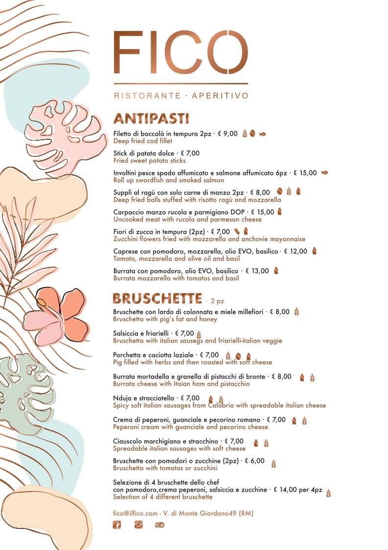 Menu di Fico Ristorante Aperitivo 
