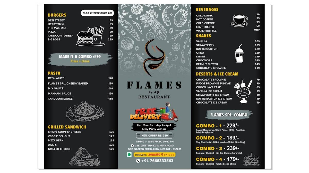 FLAMES Restaurant menu