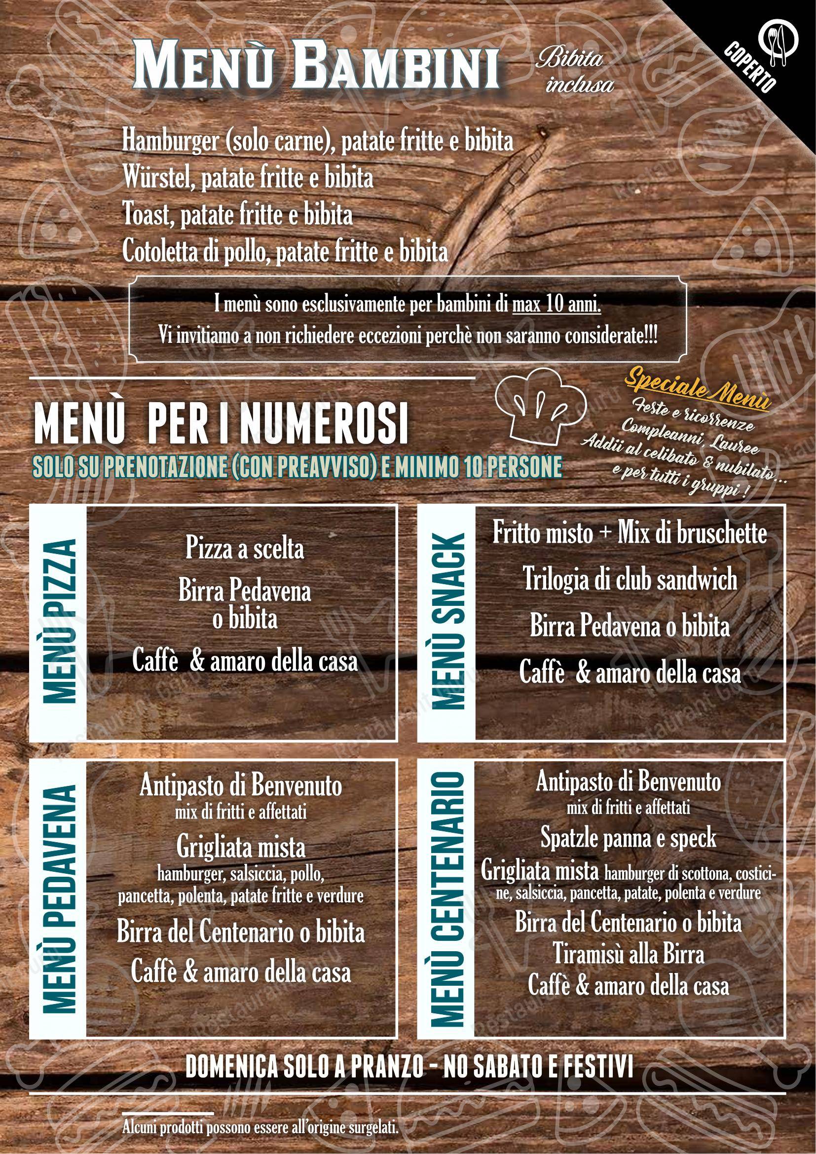Menu per Fabbrica di Pedavena Mirano in Mirano