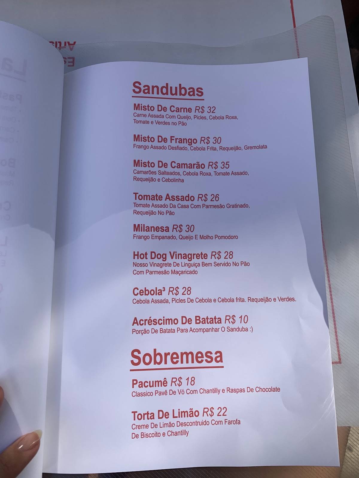 Fala Bar cardápio