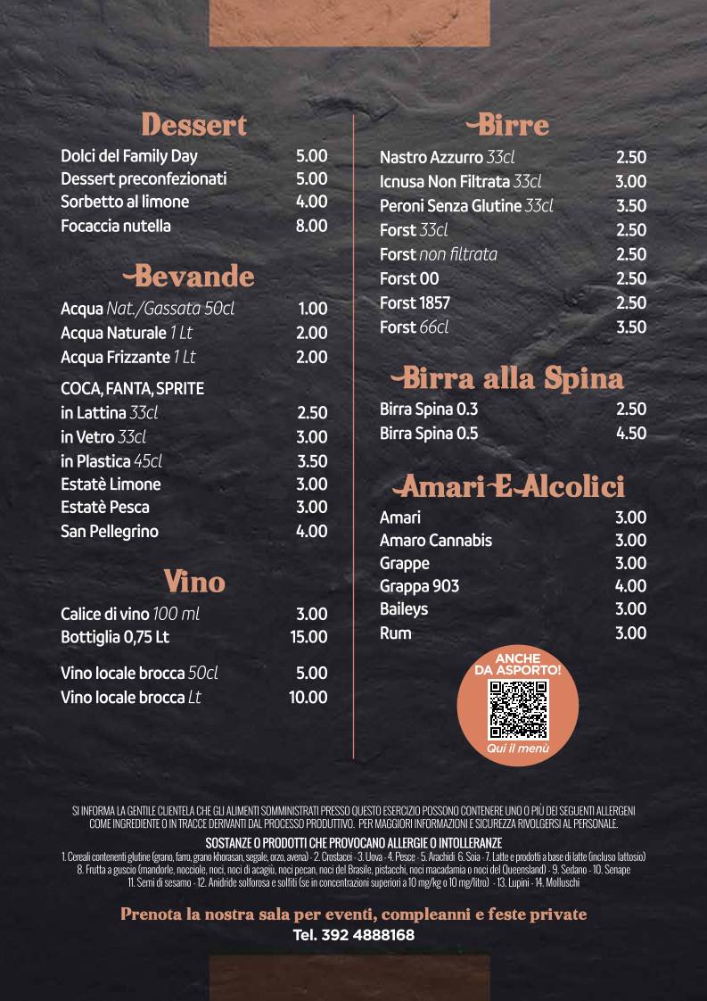 Menu di Familyday Pizzeria termoli 