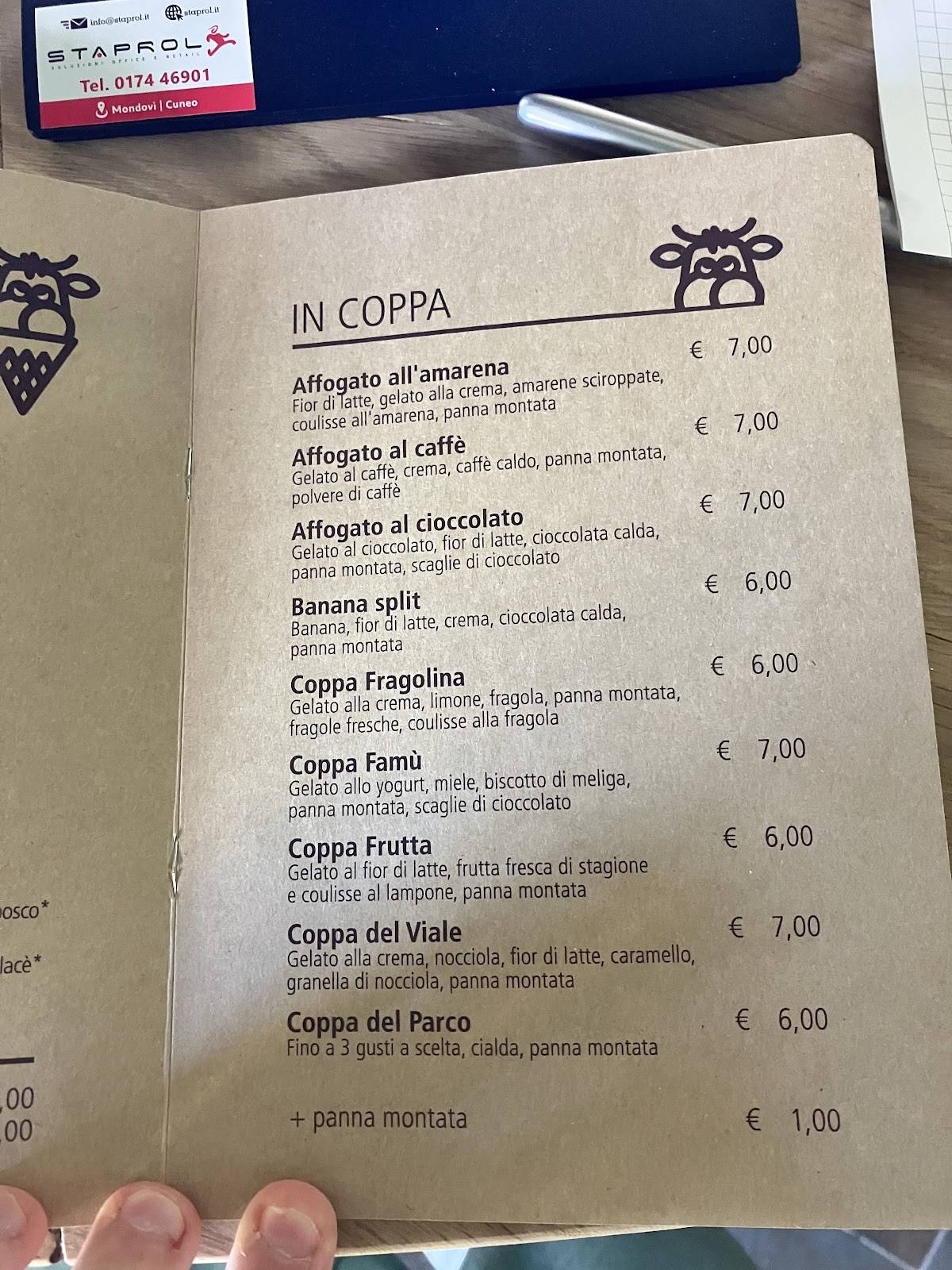 Menu di Famù Nel Parco 
