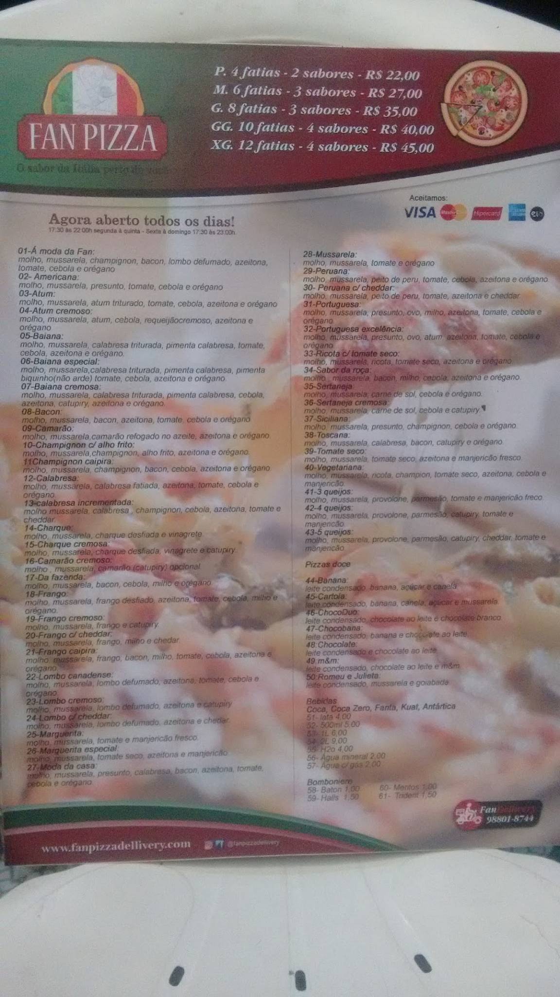 Fan Pizza cardápio