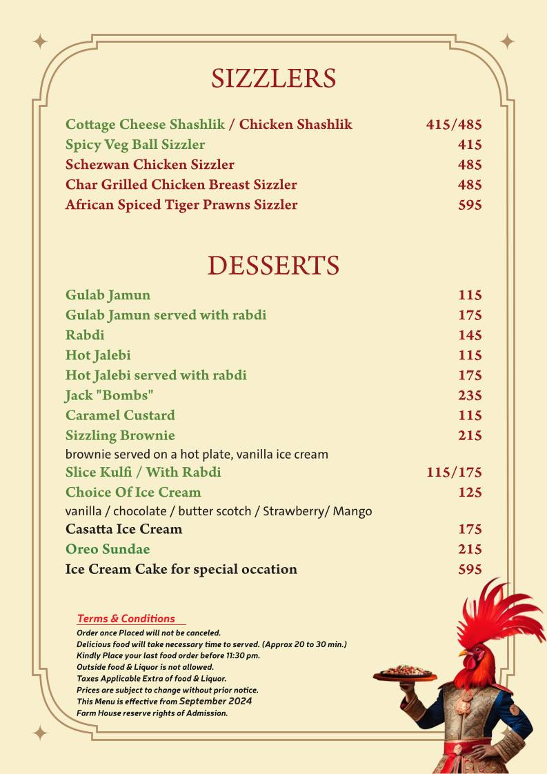 Farmhouse Sea n Sand menu