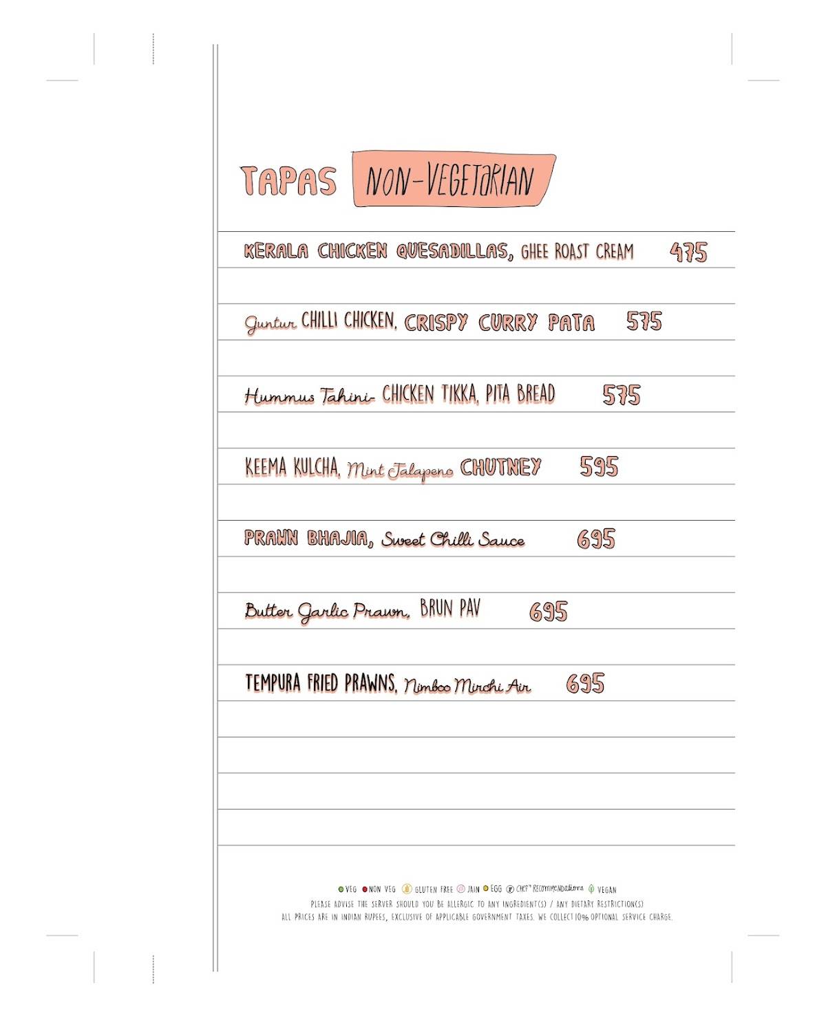 Farzi Cafe menu
