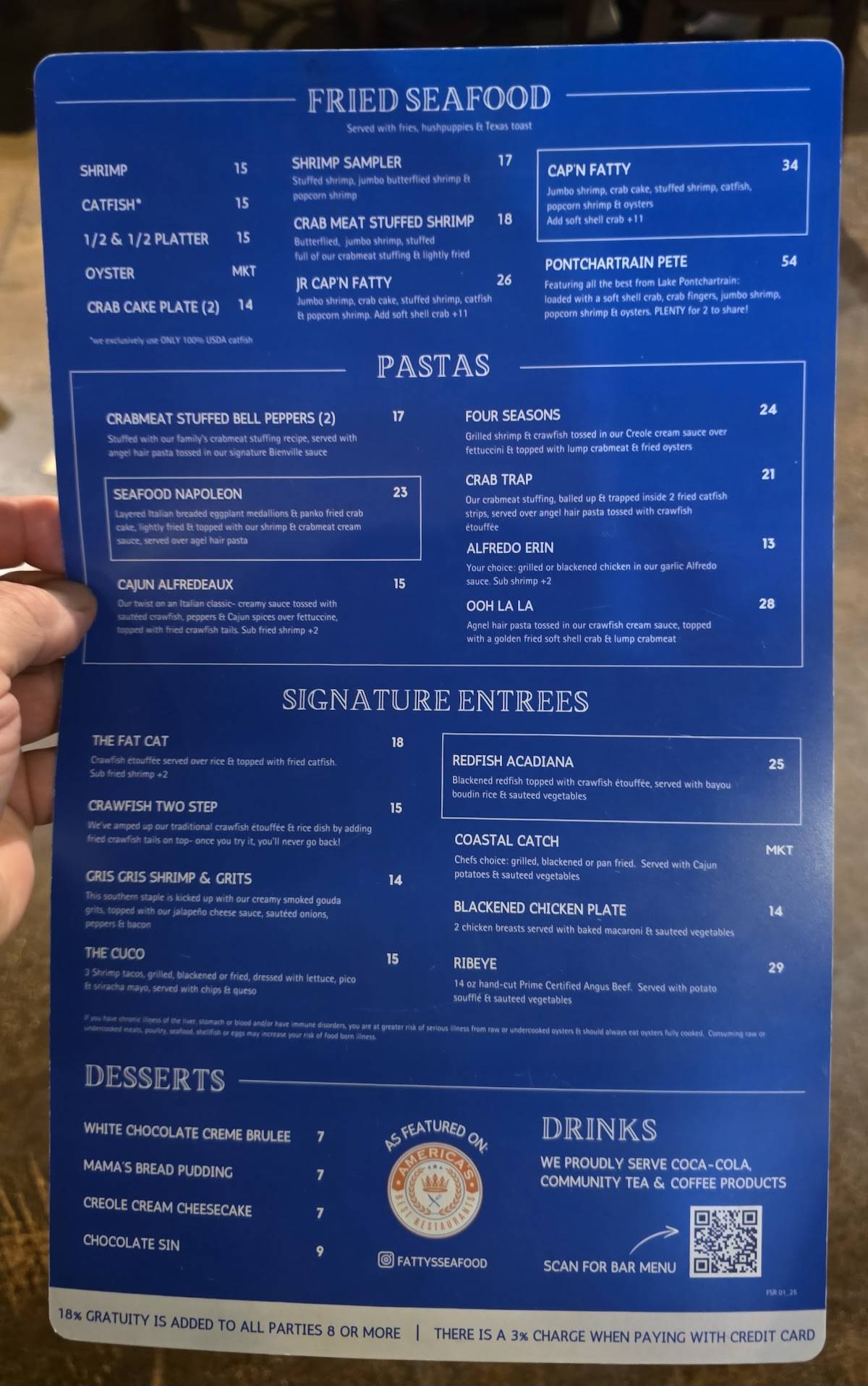 Menu at Fatty's Seafood - Slidell restaurant, Slidell