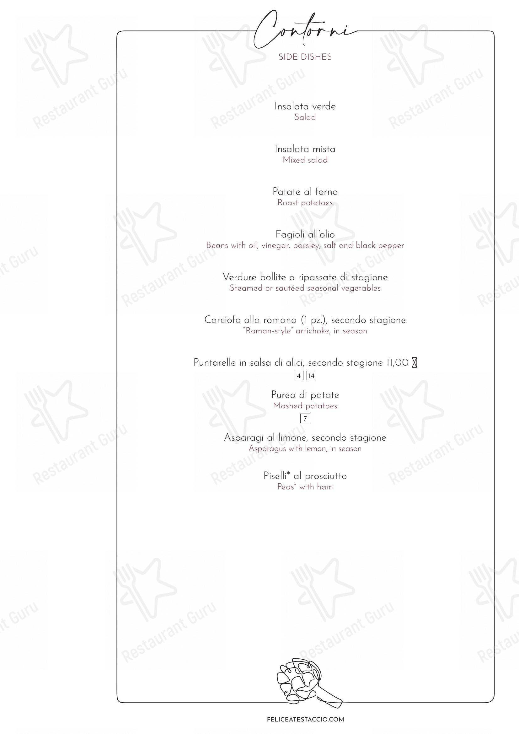Felice a Testaccio ROMA in Roma - Menu