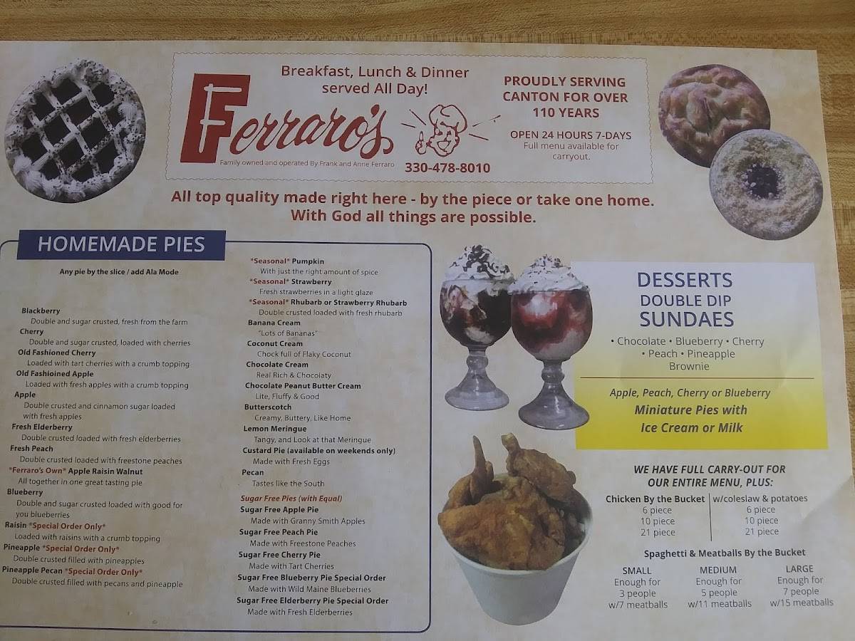 Menu at Ferraro's Family Restaurant, Canton