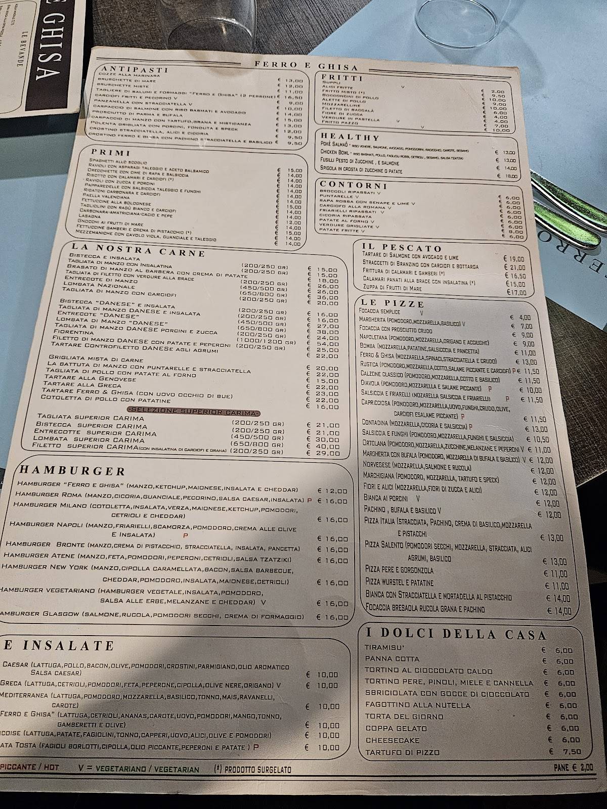 Menu de Ferro e Ghisa