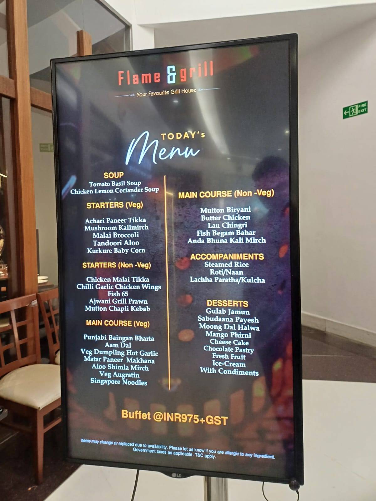 Flame And Grill South City menu