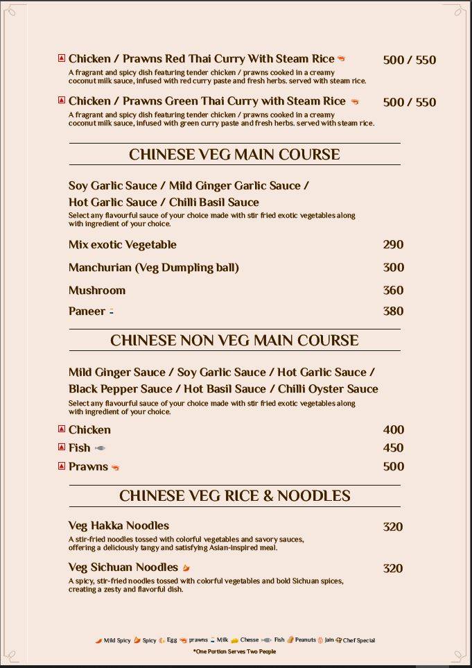 Flavor The Restaurant menu