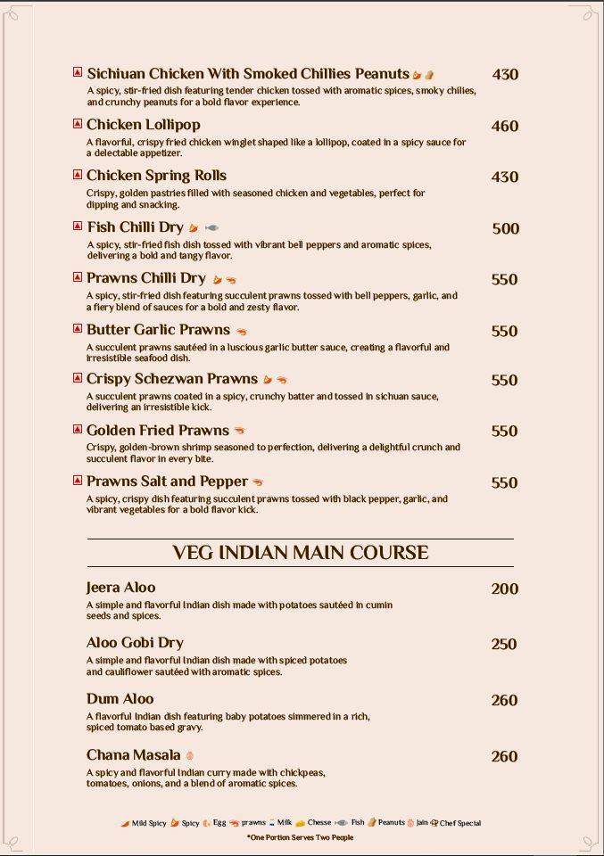 Flavor The Restaurant menu